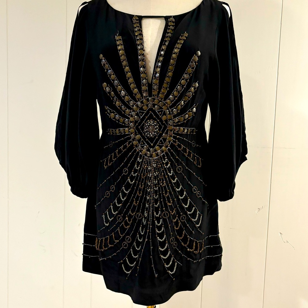 Nanette Lepore intricately beaded silk tunic - EUC